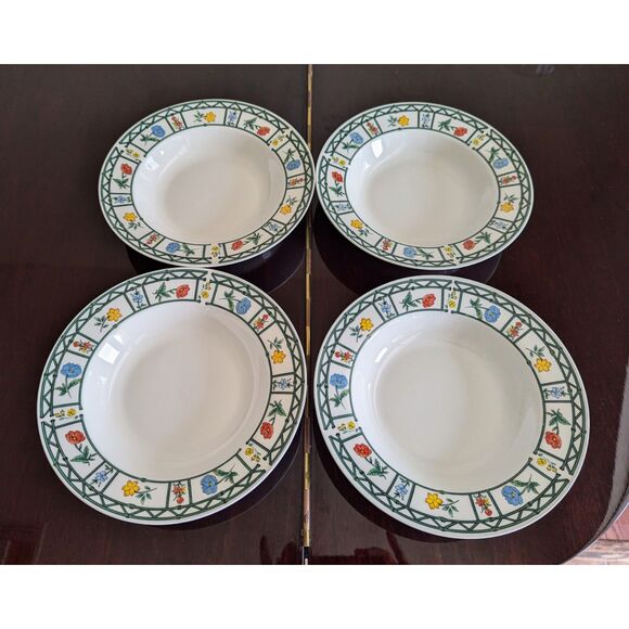 Vtg Lynns Stoneware Mayflower pattern soup/salad bowls (4 each) - Picture 3 of 11